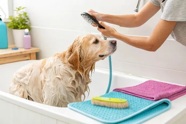 -create-an-image-of-a-dog-being-bathed--with-a-foc