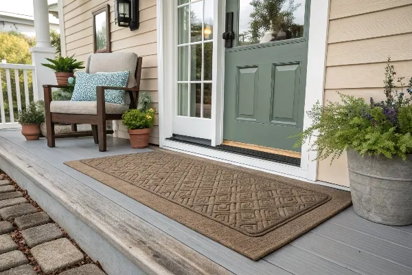 Wide doormat outside door