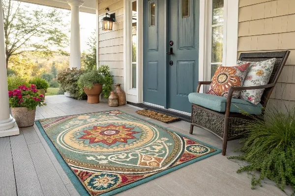 Door rug on outdoor porch