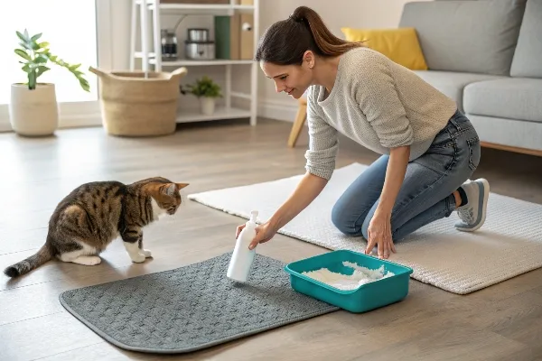 Cleaning a litter mat