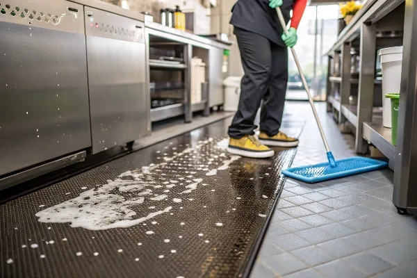 Kitchen mat cleaning demonstration