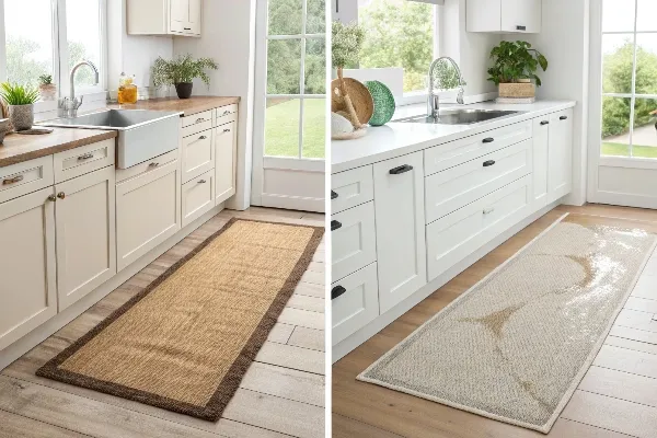 comparison of jute vs synthetic kitchen rugs