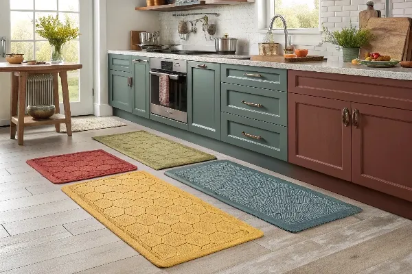 Different types of kitchen mats displayed