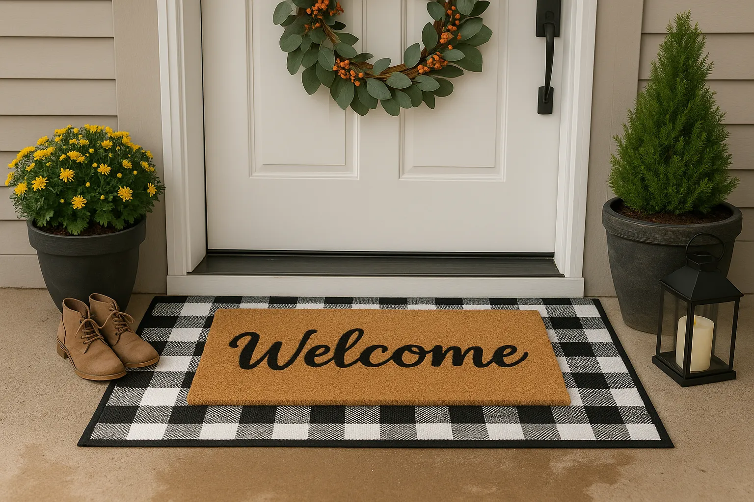 White Buffalo Check Doormat