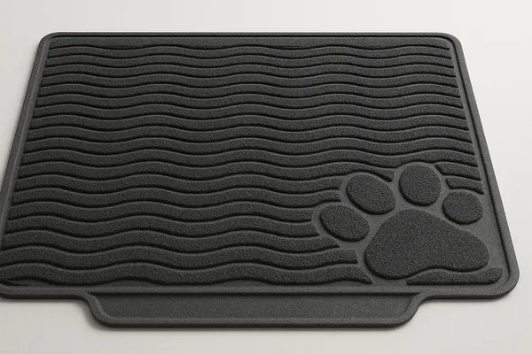 Large waterproof cat litter mat with ridged litter trapping and soft paw-friendly texture