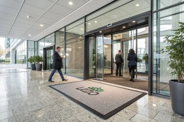 A welcoming custom entrance mat for office building