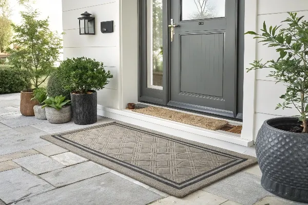 Outdoor door mat keeps entryway clean and stylish
