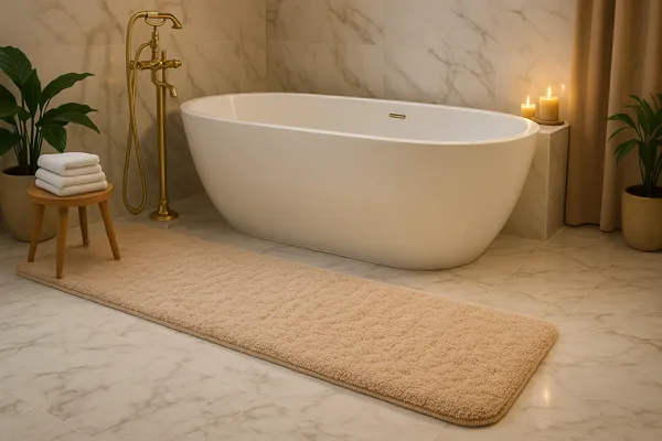 extra long spa bath mat in luxury bathroom